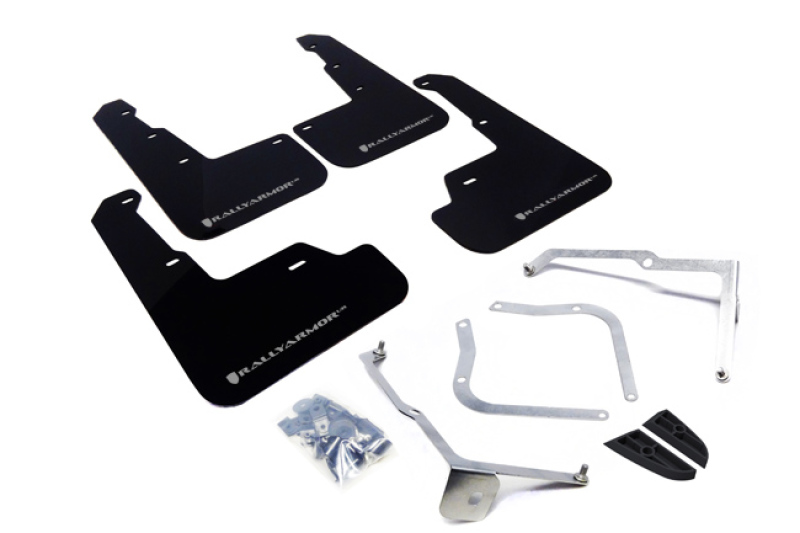 Rally Armor 15-21 Subaru WRX/STI (Sedan ONLY) Black UR Mud Flap w/ Silver Logo - MF32-UR-BLK/SIL