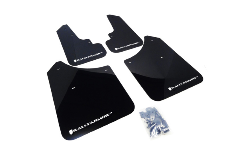 Rally Armor 03-08 Subaru Forester Black UR Mud Flap w/ White Logo - MF5-UR-BLK/WH