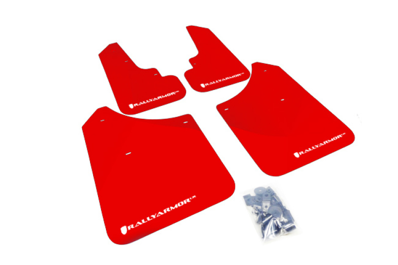 Rally Armor 03-08 Subaru Forester Red UR Mud Flap w/ White Logo - MF5-UR-RD/WH