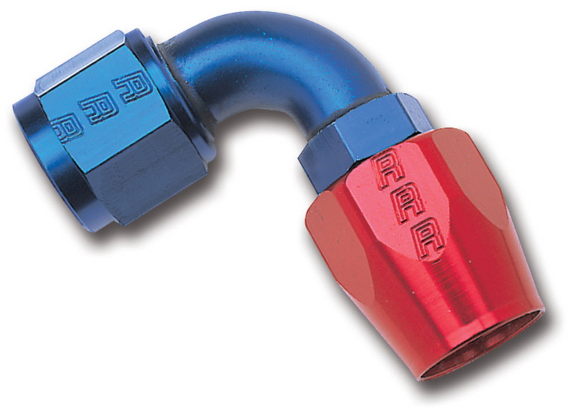 Russell Performance -6 AN Red/Blue 90 Degree Full Flow Hose End - 610160