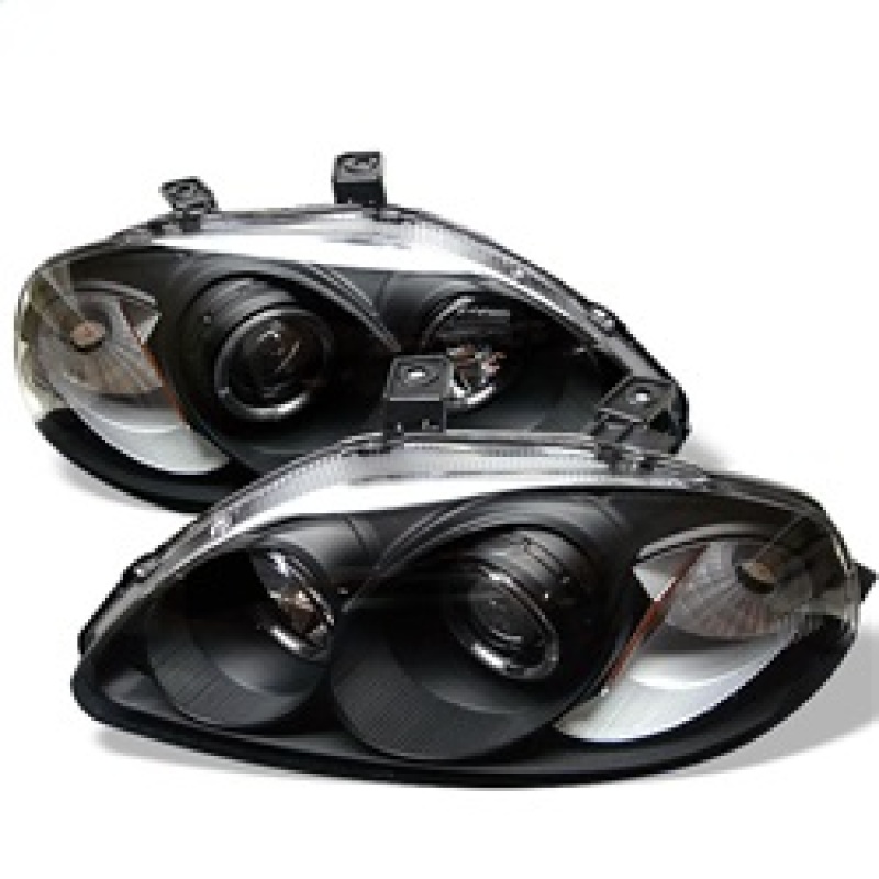 Spyder Honda Civic 96-98 Projector Headlights LED Halo Amber Reflctr Blk PRO-YD-HC96-AM-BK - 5010902