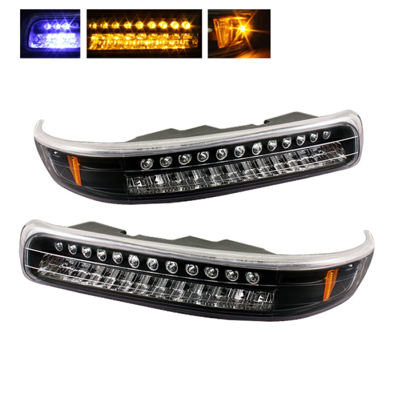 Xtune Chevy Silverado 99-02 LED Amber Bumper Lights Black CBL-CS99-LED-BK - 5014566