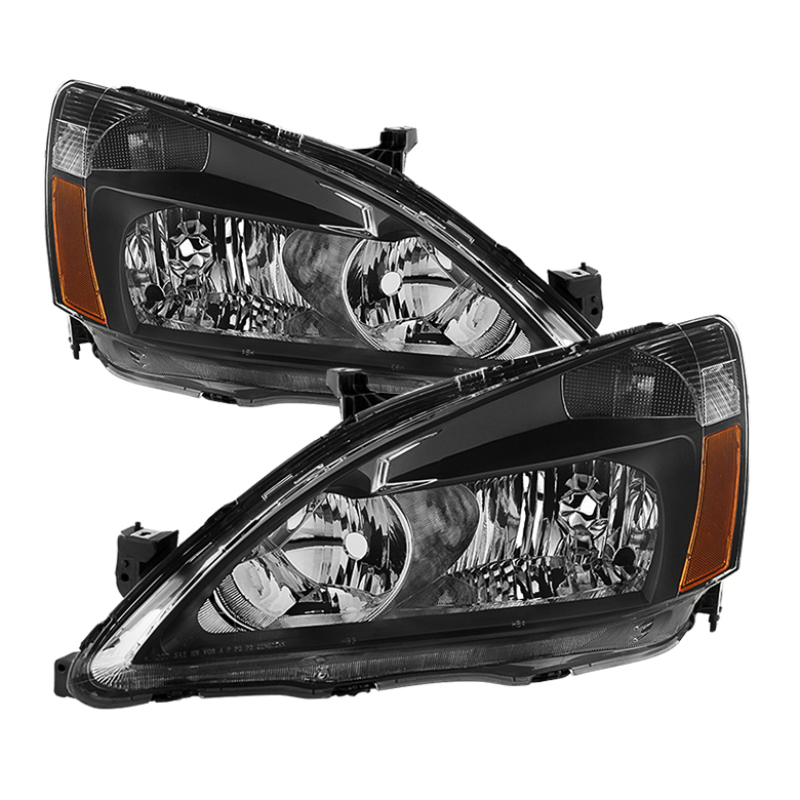 Xtune Honda Accord 03-07 Amber Crystal Headlights Black HD-JH-HA03-AM-BK - 5014351