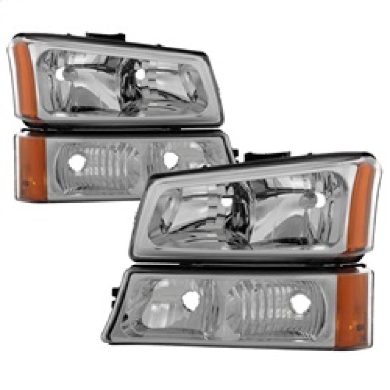 Xtune Chevy Silverado 2500HD 03-06 Crystal Headlights w/ Bumper Lights Chrome HD-JH-CSIL03-AM-C-SET - 5064912