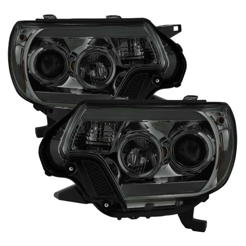 Spyder Toyota Tacoma 12-16 Projector Headlights Light Bar DRL Smoke PRO-YD-TT12-LBDRL-SM - 5081728