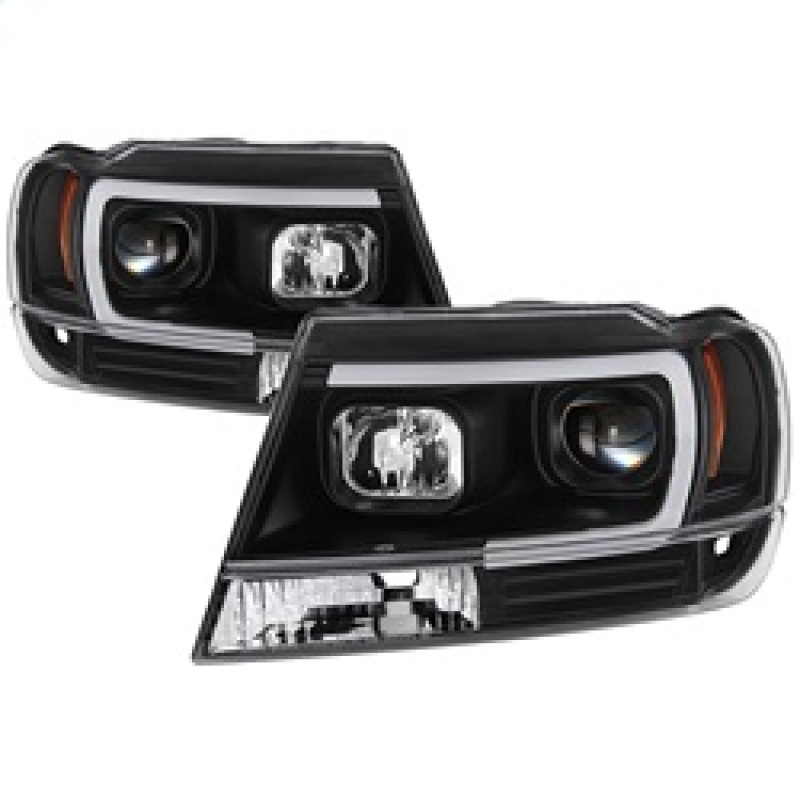 Spyder 99-04 Jeep Grand Cherokee Projector Headlights - Light Bar DRL LED - Black - 5085221