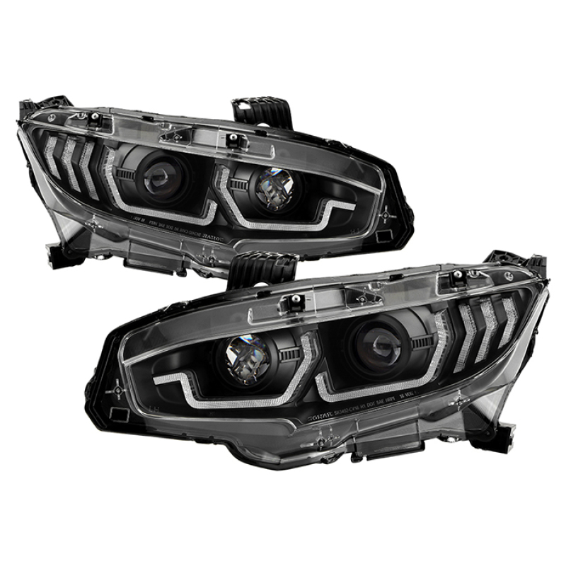 Spyder Honda Civic 16- 2DR/4DR/Hatchback Projector Headlights - Black PRO-YD-HC16SI-SEQGR-BK - 5087867