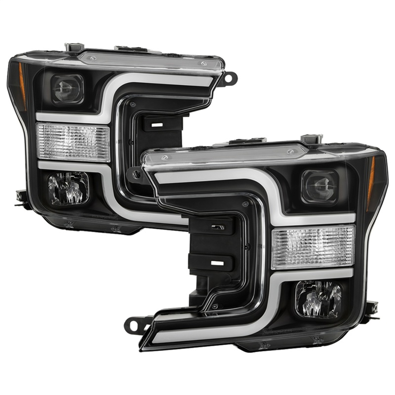 Spyder 18-19 Ford F-150 Projector Headlights - Halogen Model Only - Black PRO-YD-FF15018-LB-BK - 5086624