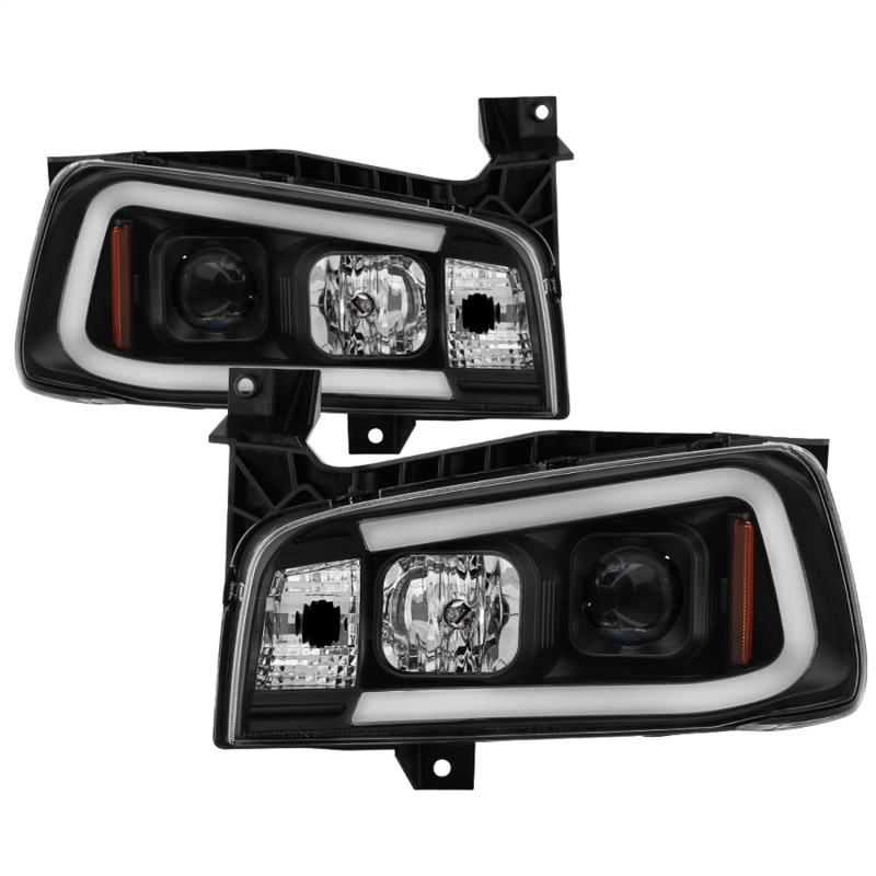 Spyder Dodge Charger 06-10 Projector Headlights - LED Light Bar - Black PRO-YD-DCH05V2-LB-BK - 5085245