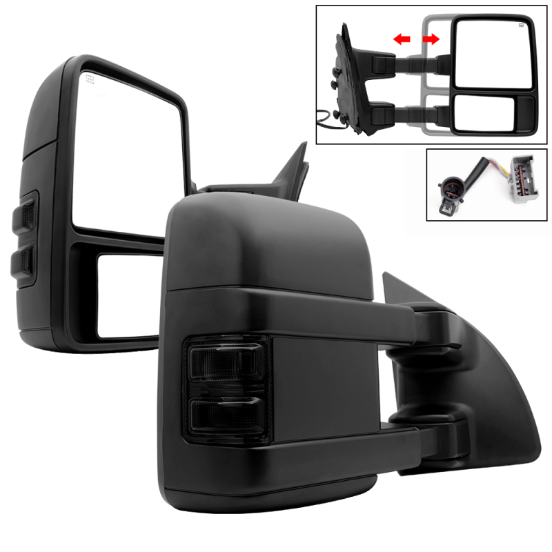 Xtune L&R G2 Ford Superduty 99-07 Heated Smoke Signal Telescoping Mirrors MIR-FDSD99S-G2-PW-SM-SET - 9935466