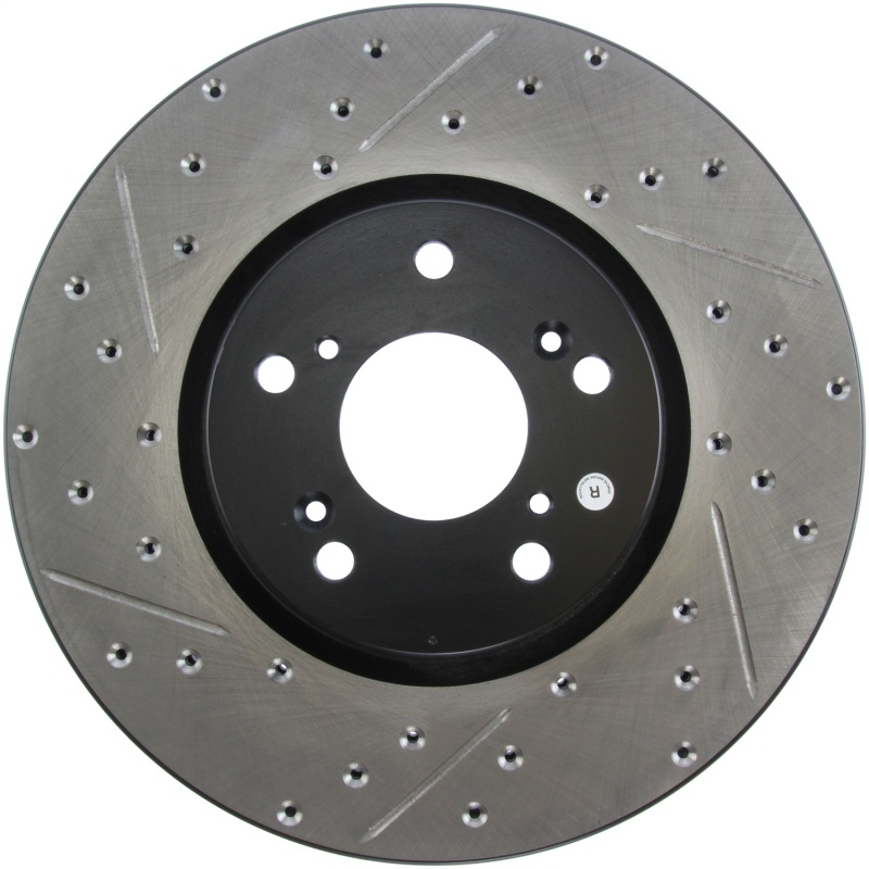 StopTech 04-08 Acura TL (Brembo Caliber) SportStop Slotted &amp; Drilled Right Front Rotor - 127.40062R