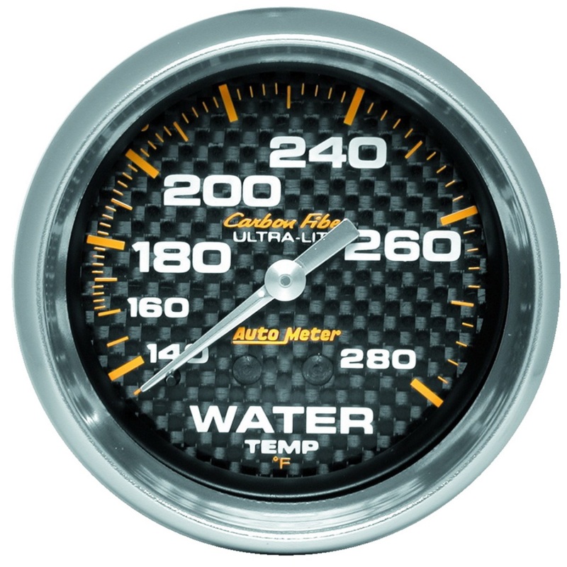 Autometer Carbon Fiber 2-5/8in 140-280 Deg F Mechanical Water Temp Gauge - 4831