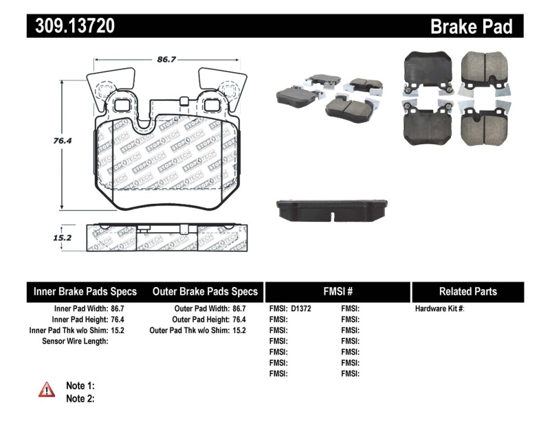 StopTech Performance 08-09 BMW 128i/135i Coupe Rear Brake Pads - 309.13720