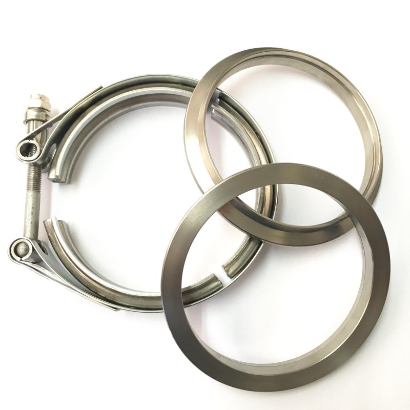 Ticon Industries 3.5in Titanium V-Band Clamp Assembly (2 Flanges/1 Clamp) - 103-08910-0002