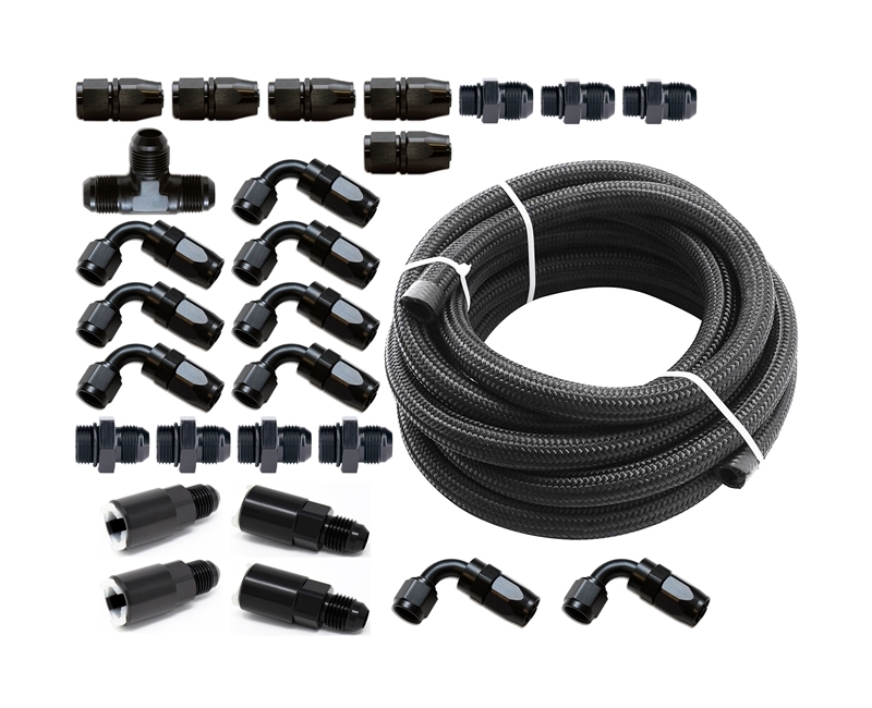 Torque Solution Braided Fuel Line Kit for -6 Aeromotive FPR & Flex Fuel Kit - 02-14 Subaru WRX - TS-SU-6FLK-AM-FF