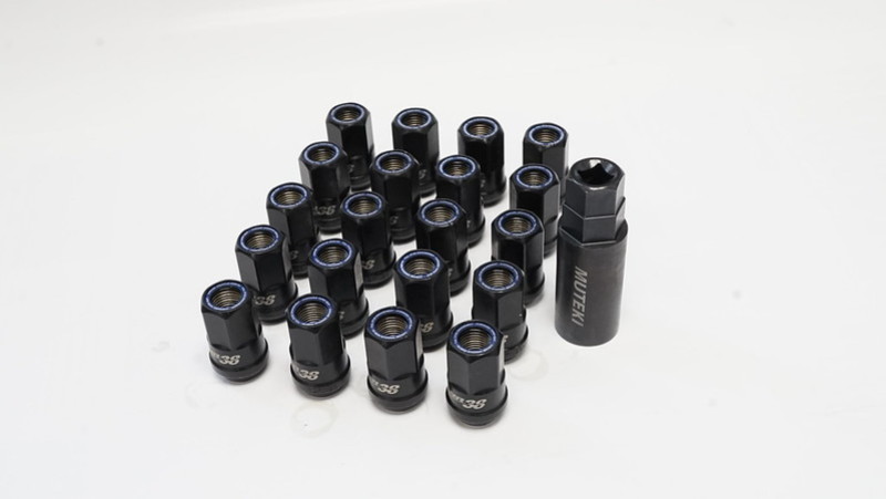 Wheel Mate Muteki HR38 Open End Lug Nuts 12x1.50 Titanium Chrome / Blue Ring - HR3806TU