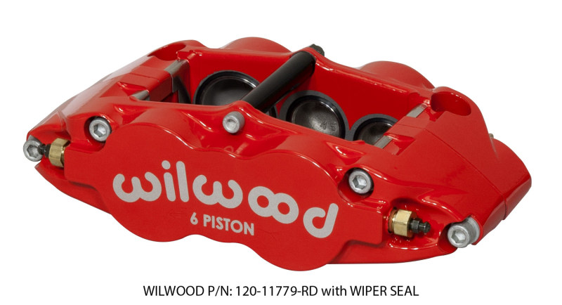 Wilwood Caliper-Narrow Superlite 6R-LH - Red 1.62/1.12/1.12in Pistons 1.25in Disc - 120-11779-RD