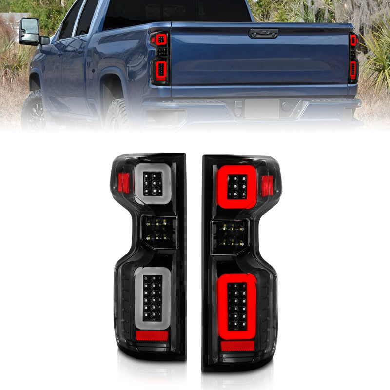 Anzo 19-21 Chevy Silverado Full LED Tailights Black Housing Clear Lens G2 (w/C Light Bars) - 311414