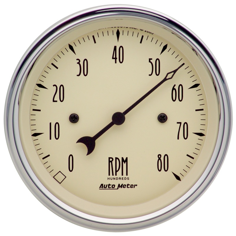 Autometer 3-3/8in. Antique Beige 8K RPM In-Dash Tachometer Gauge - 1890