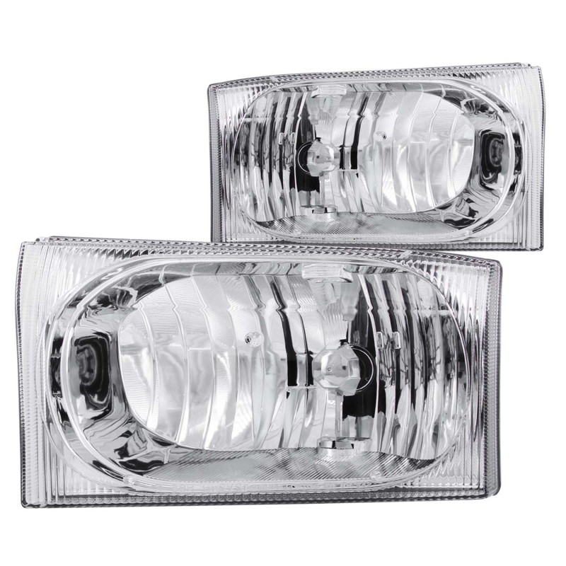 ANZO 2000-2004 Ford Excursion Crystal Headlights Chrome 2pc - 111023