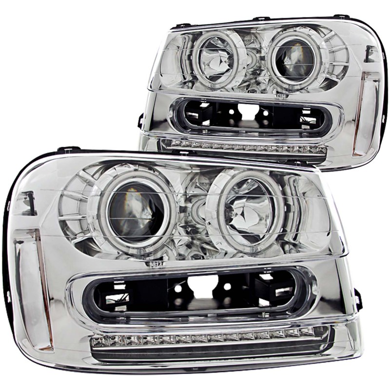 ANZO 2002-2009 Chevrolet Trailblazer Projector Headlights w/ Halo Chrome - 111131