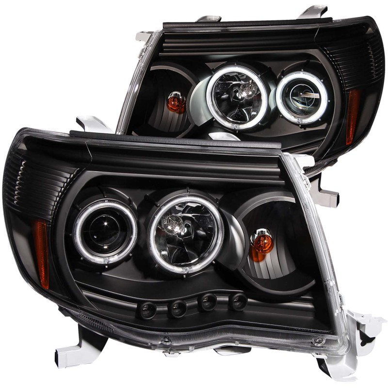 ANZO 2005-2011 Toyota Tacoma Projector Headlights w/ Halo Black - 121282