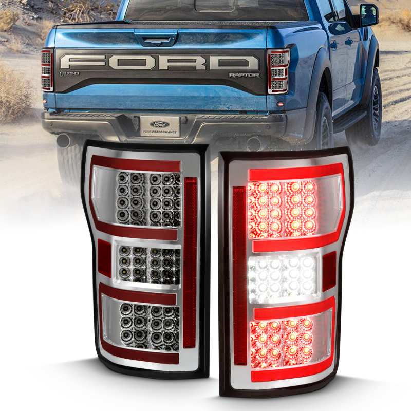 ANZO 2018-2019 Ford F-150 LED Taillight Chrome (Red Light Bar) (w/ Sequential) - 311316