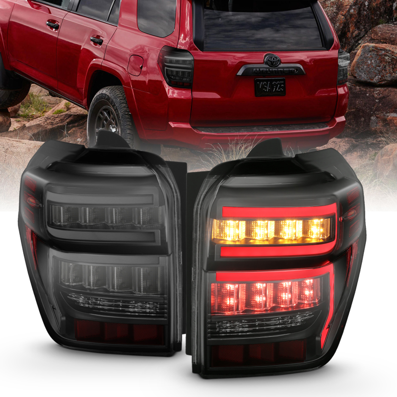 ANZO 2014-2020 Toyota 4Runner T.L Black Housing Smoke Lens Red Light Bar W/Sequential - 311312