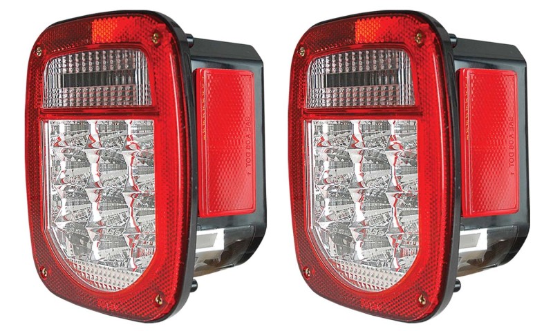 ANZO 1976-1985 Jeep Wrangler LED 2 Lens - Red/Clear, Chrome - 861082