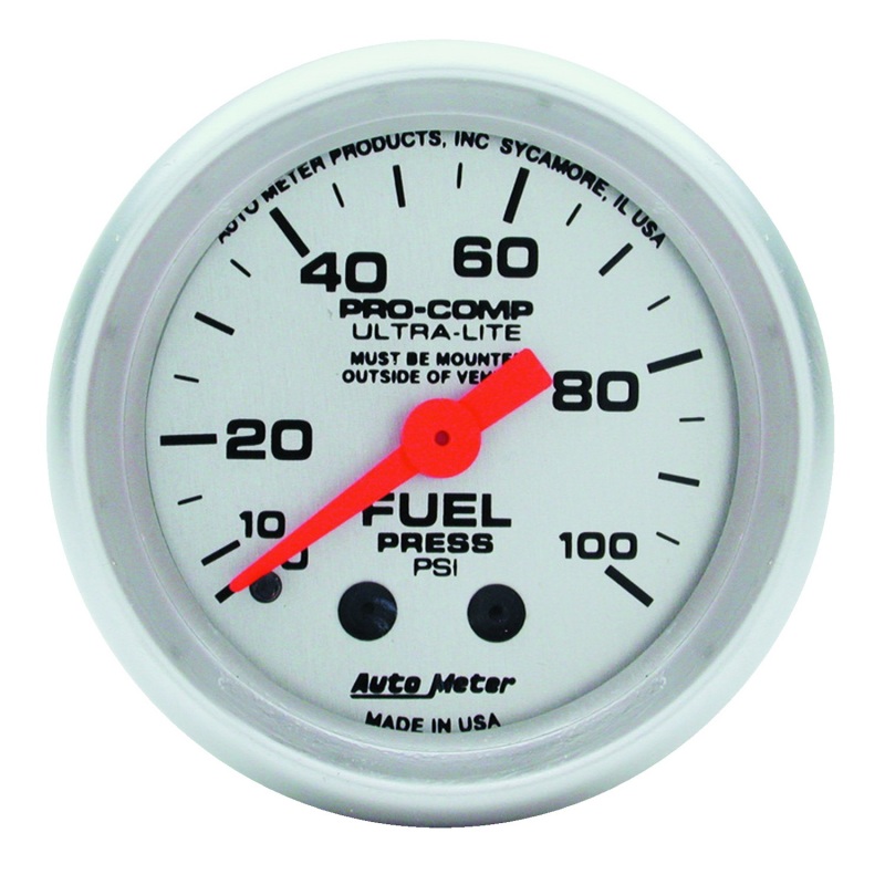 Autometer Ultra-Lite 52mm 0-100 PSI Mechanical Fuel Pressure Gauge - 4312