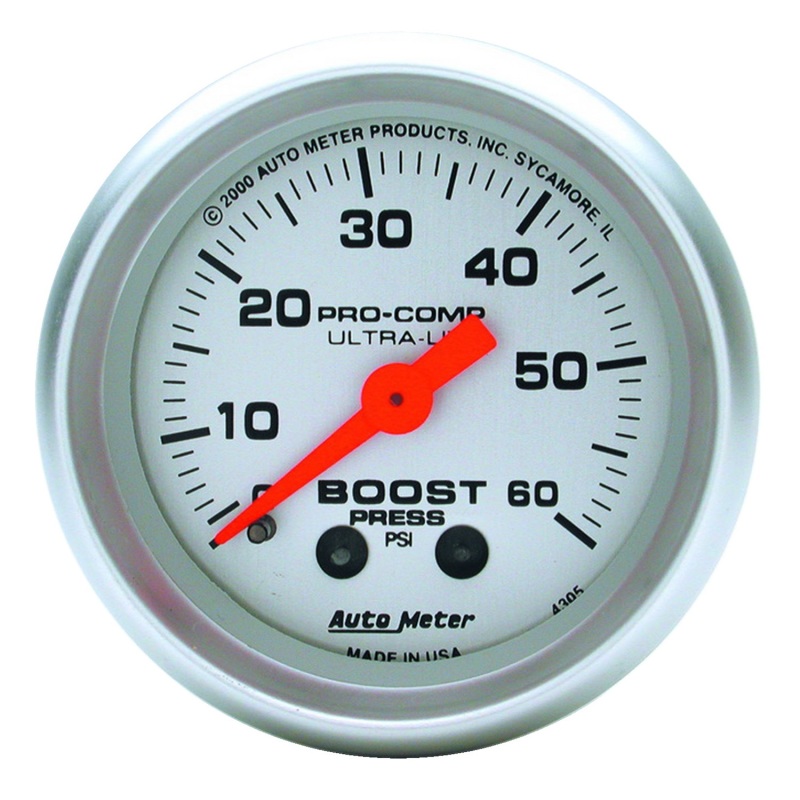 Autometer Ultra-Lite 52mm 60 PSI Mechanical  Boost Gauge - 4305