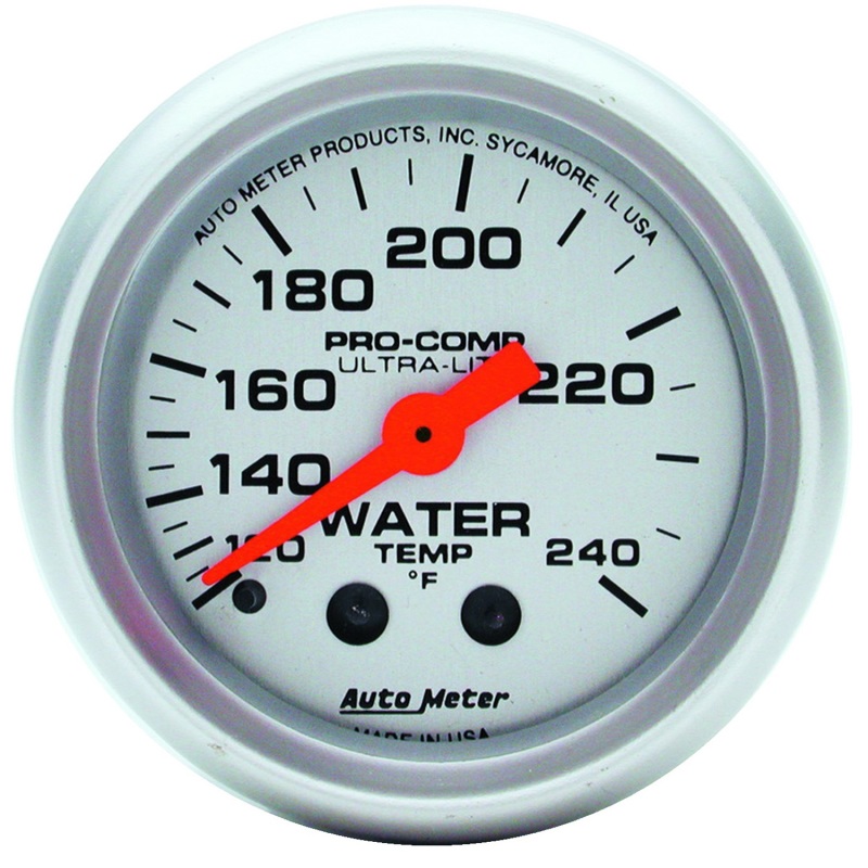 Autometer Ultra-Lite 52mm 120-240 Deg F Mechanical Water Temp Gauge - 4332