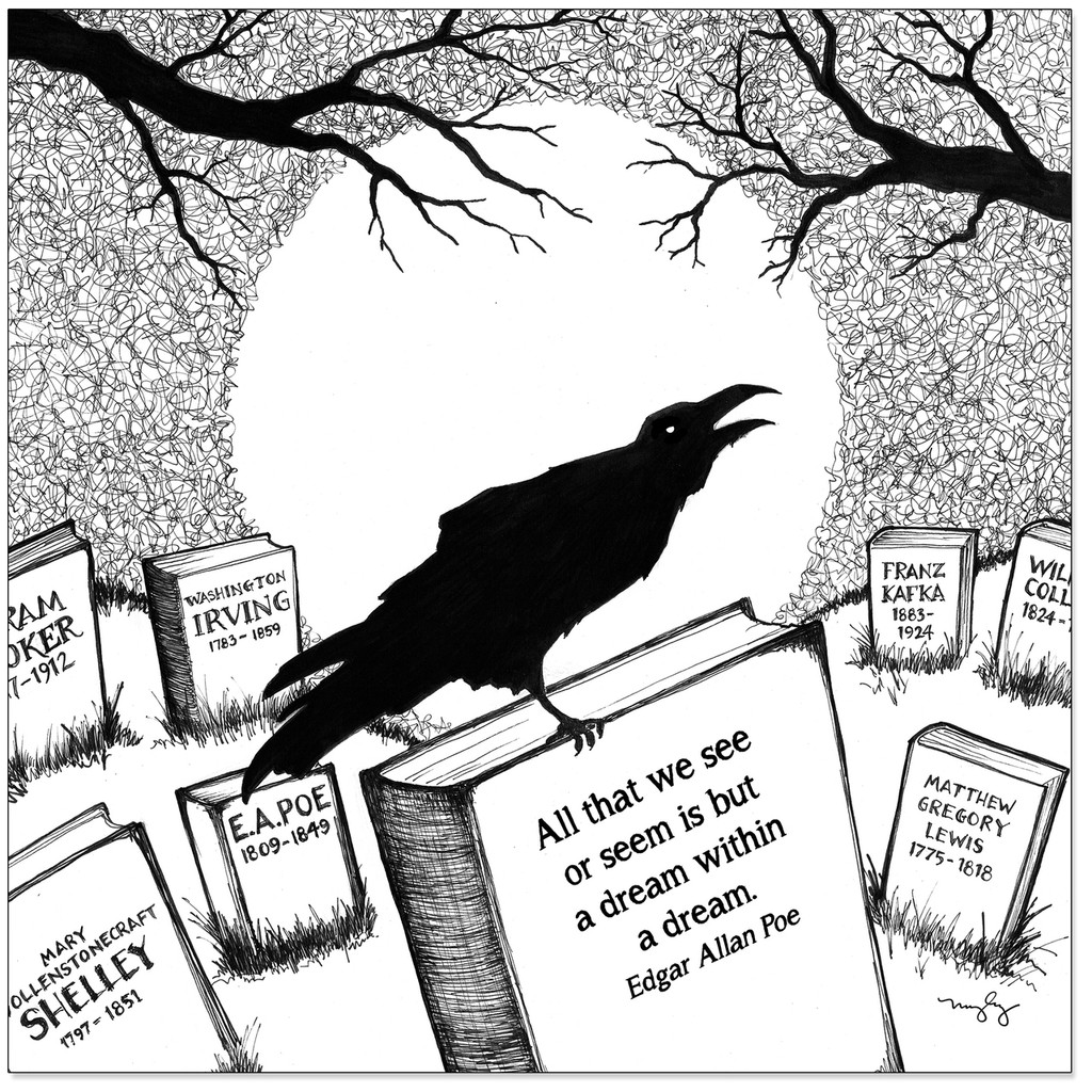 Edgar Allan Poe Literary Quote Print. Fine Art Canvas with Hanger