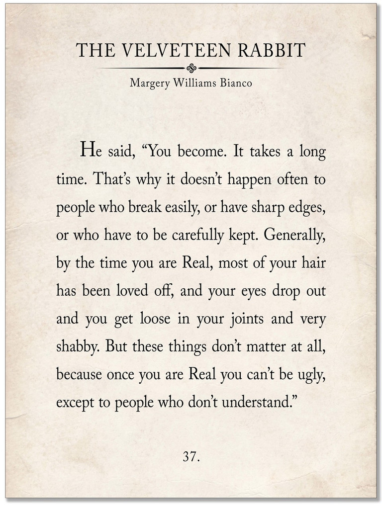 the velveteen rabbit vintage book page literary quote print fine art