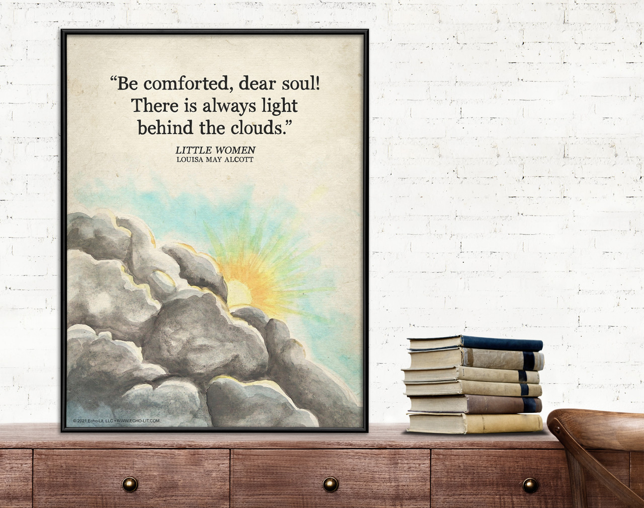 Little Women Vintage Style Watercolor Literary Quote Art Print 