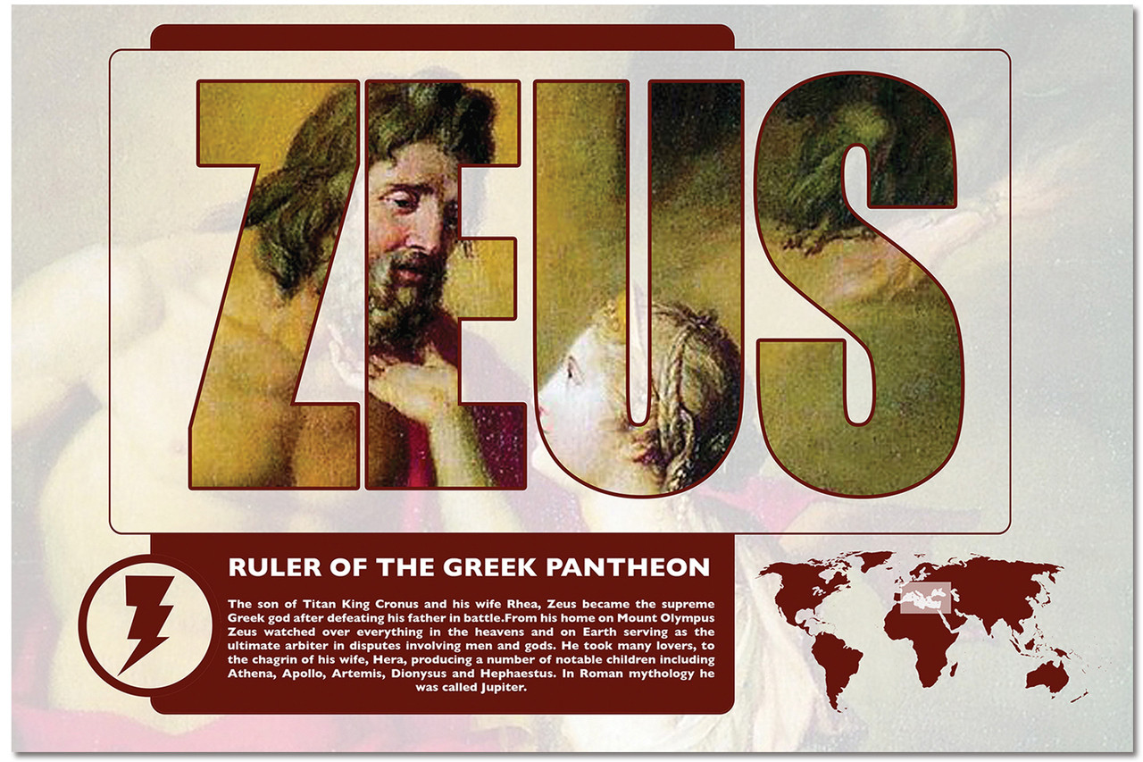 Zeus - Greek and Roman Mythology Classroom Poster. - Echo-Lit