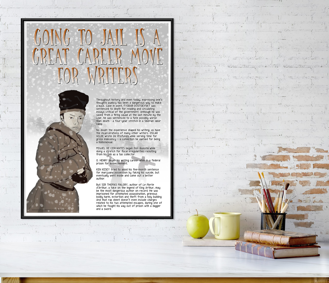 Famous Authors Jail Classroom Literary Poster Featuring