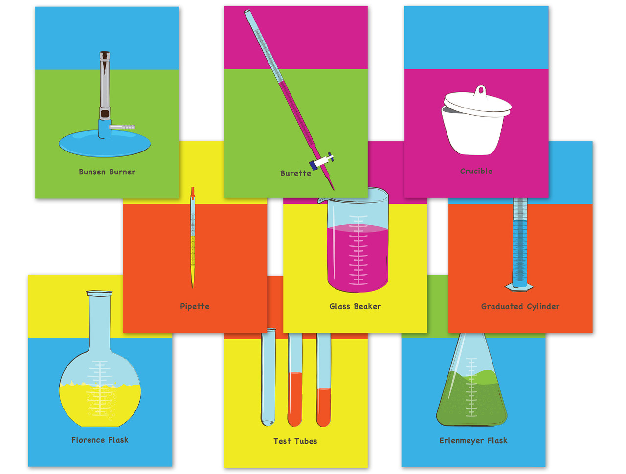 Science Tools STEM Poster Set. Vibrant Scientific Instruments Art