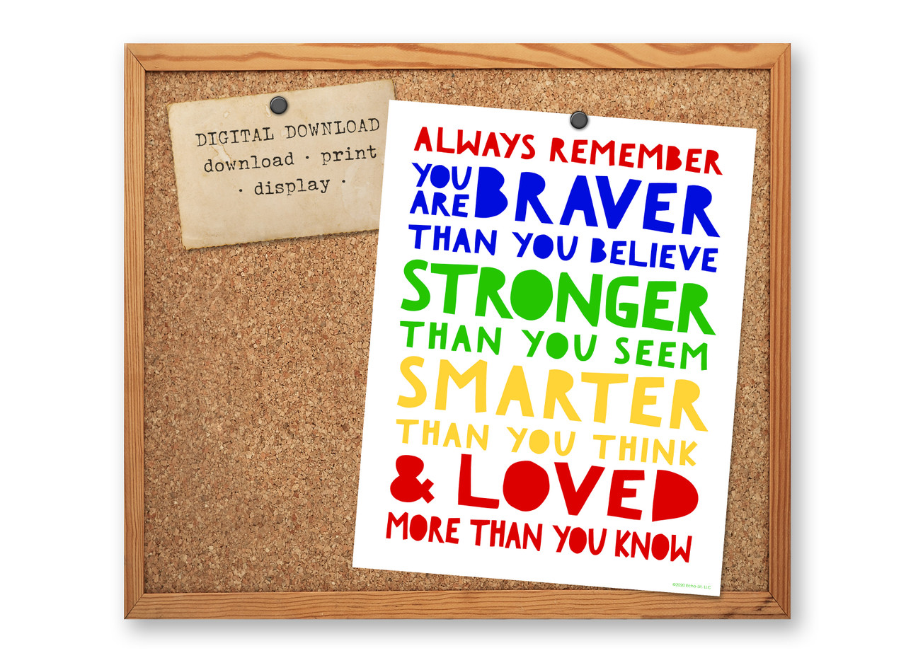 Always Remember You Are Braver Than You Believe Stronger Than