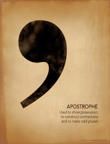 Apostrophe, Writing, Punctuation and Grammar Art Print. 