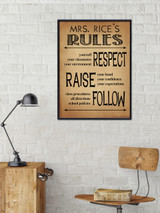 Classroom Rules Personalized Art Print. Teacher Gift for Elementary, Middle, or High School. 