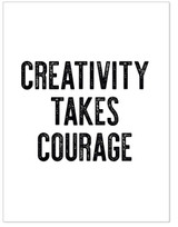 Creativity Takes Courage - Letter Press Style Quote Canvas Art Print w/Hanger 