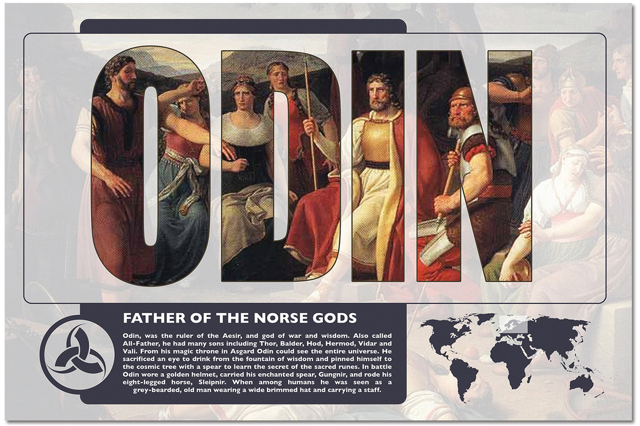 Odin - World Mythology Classroom Poster. - Echo-Lit