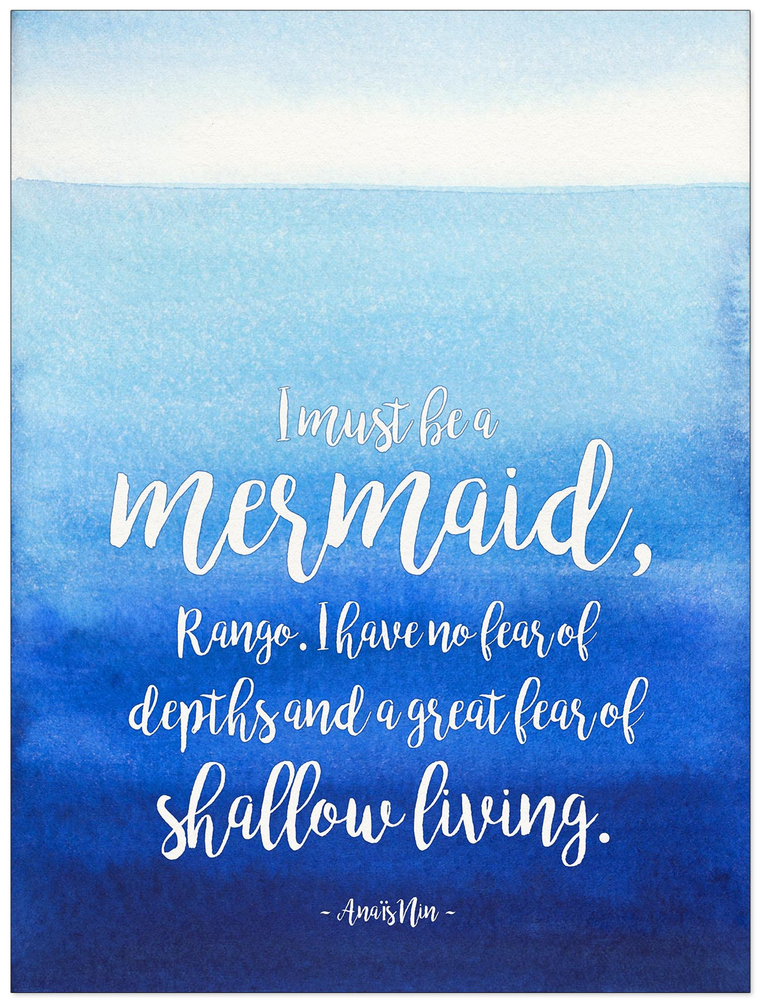 i must be a mermaid literary quote watercolor anais nin
