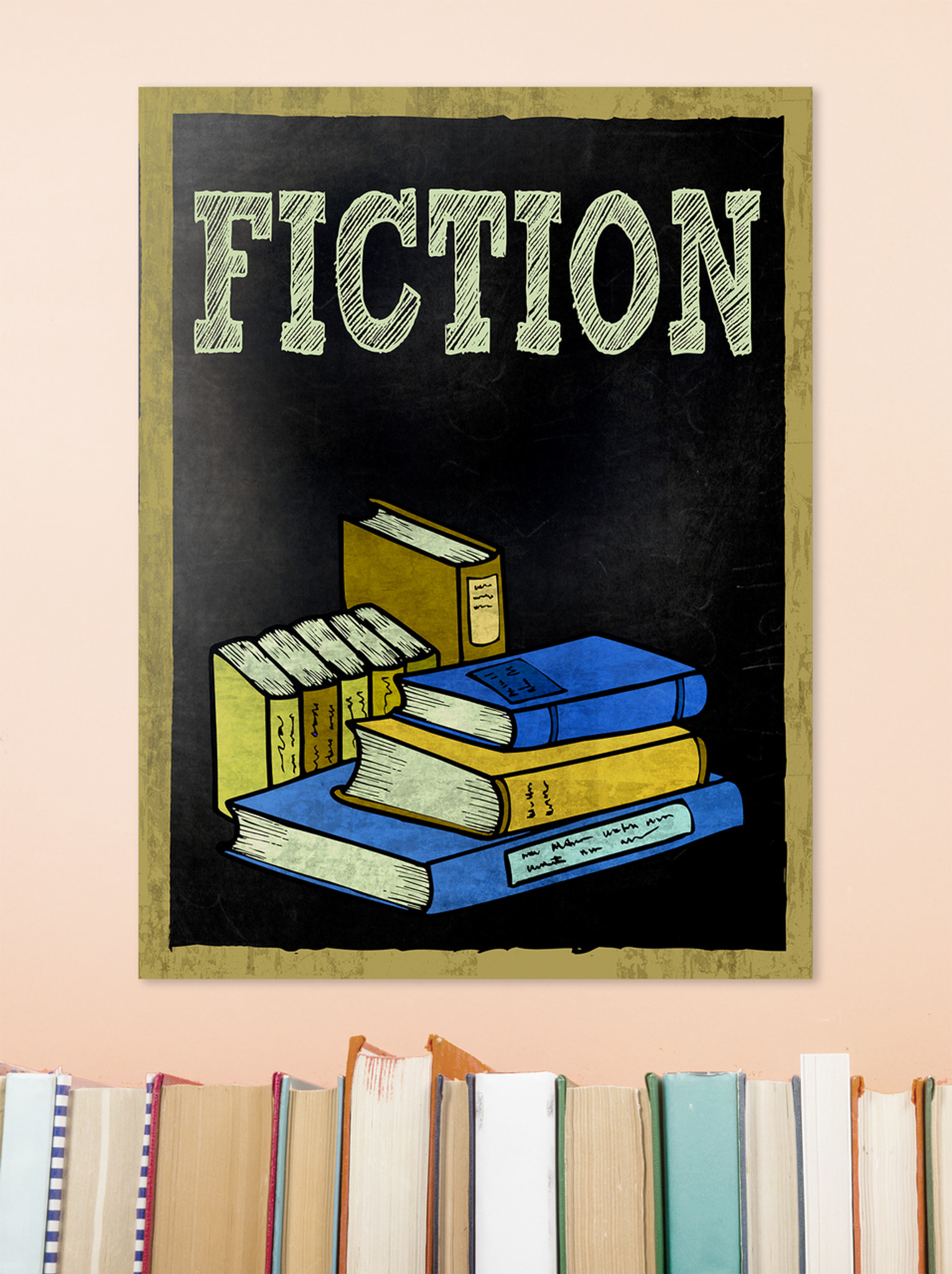 Fiction Books Customizable Library Print. Choose Fine Art Paper