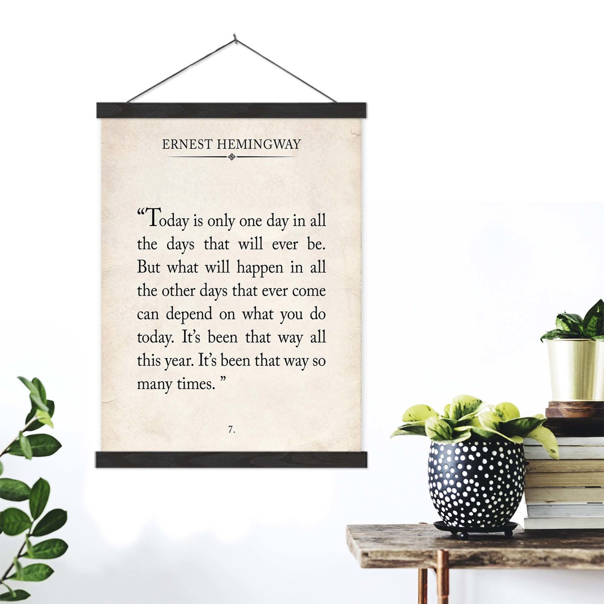 Ernest Hemingway Vintage Book Page Literary Quote Canvas Art Print W Hanger For Home Classroom Or Library