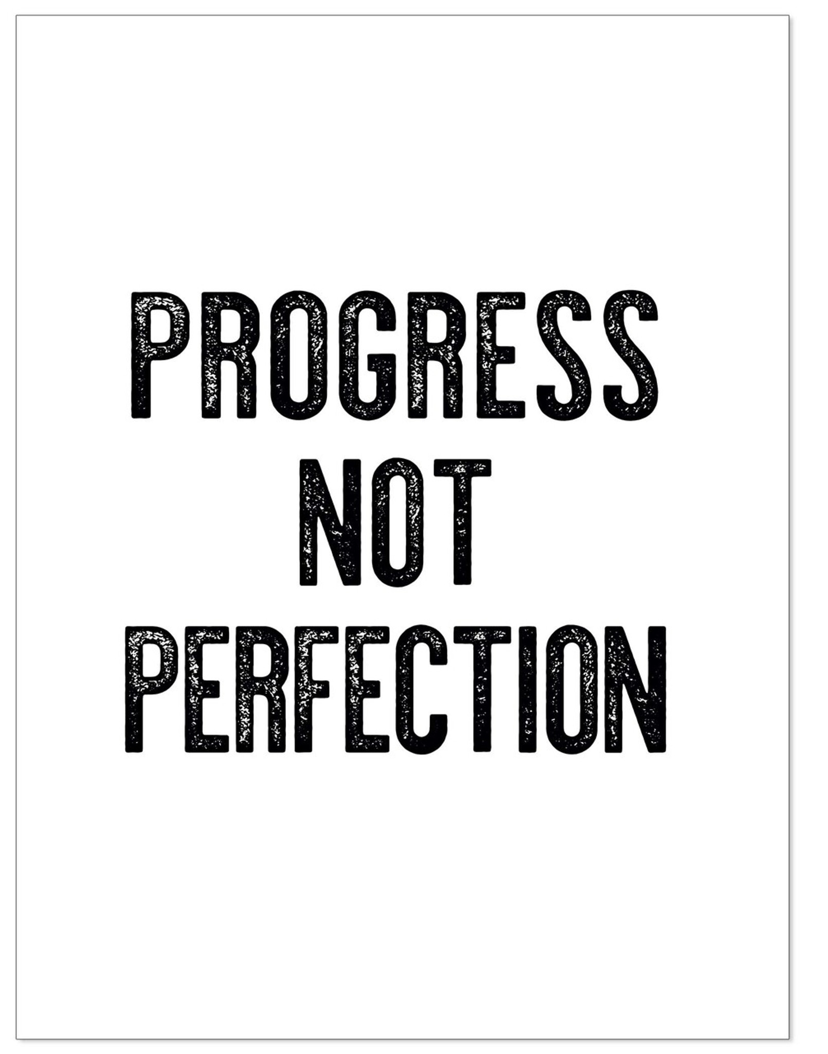 progress not perfection letter press style inspirational quote print fine art paper laminated or framed multiple sizes for home office or quotes letter