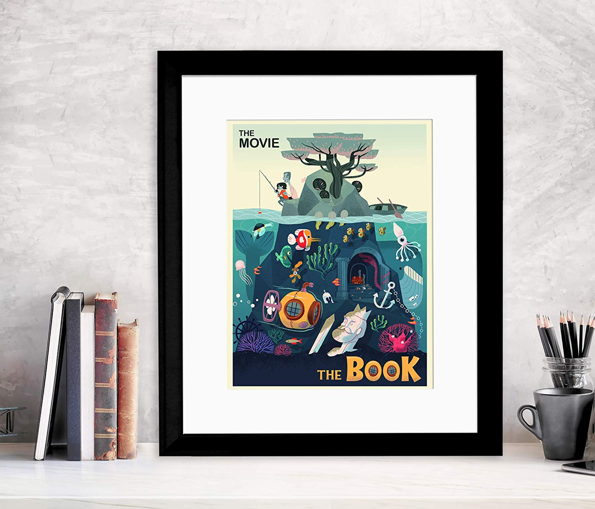 The Movie Vs The Book Original Literary Art Print Fine Art Paper