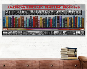 American Literary Timeline 1900-1949 Art Print. Educational Classroom Library Poster