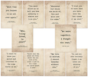 Romantic Literary Quote Poster Set Romantic Literary Quote Poster Set